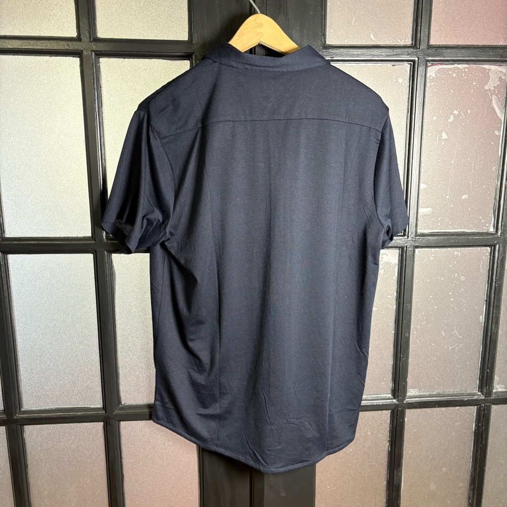 Cotton & Co Mens Small Short Sleeve Button Front Polo Shirt NWT Navy Casual - Picture 4 of 8